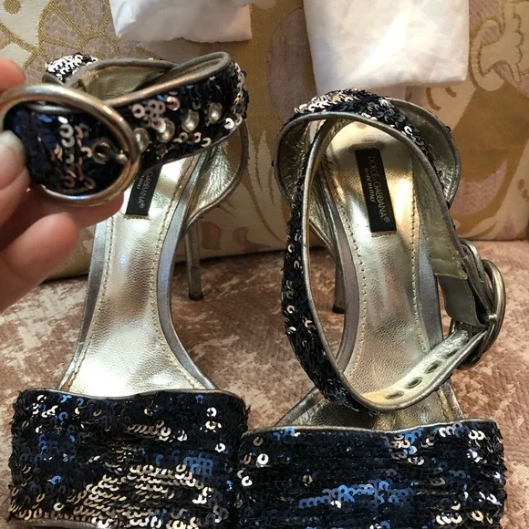 Dolce & Gabanna Black Stiletto Heels with Crystal Embellishments - Picture 5 of 10